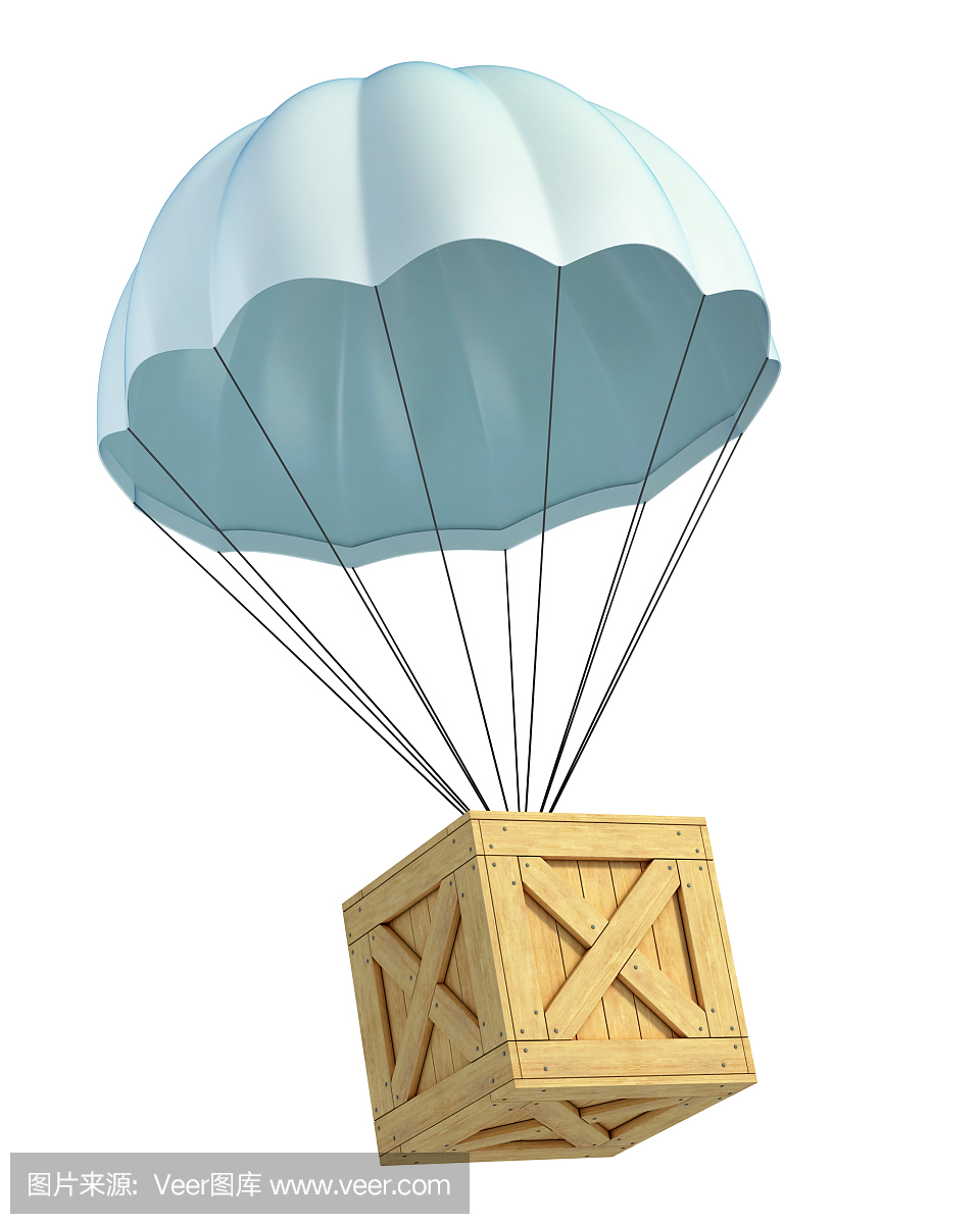 带降落伞的木箱-航空邮件